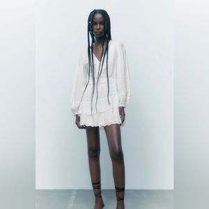Zara Embroidered White Insert Lace dress